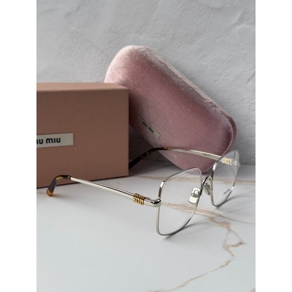 NEW Miu Miu MU51YV Silver Oversized Square Eyeglasses Frames main image 5